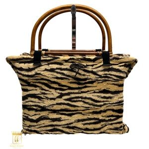 Fendi Animal Print Bag with bamboo Handles